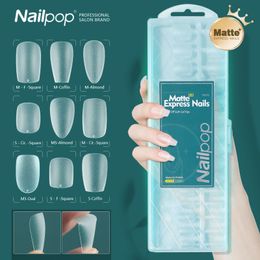 Nail Practice Display pop Short Matte Tips System Full Cover Gel Art Capsule Press on Coffin Almond Fake Express s 230505