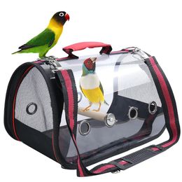 Nests Birds Outdoor Carrier Bag Pets Transparent Breathable Parrots Handbag Travel Packbag With Standing Perch 3 Color