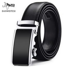 Belts DWTS Men Belt Male Genuine Leather Belt Men Strap Belts For Men Automatic Buckle Black Men's Belts Cummerbunds cinturon hombre 230506