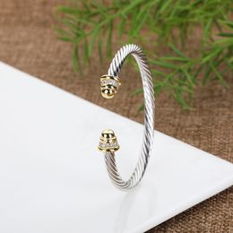 Fashion Charm Bracelet Wire Rope Double Color Opening Women Bracelets Jewelry Luxurys Designers Women Trend Studded With Diamonds High Quality Bangel 5mm