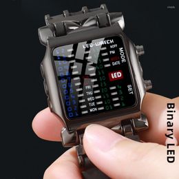 Wristwatches Luxury Men Watches Fashion Creativity Binary Program Waterproof Digital Writwatch Electronic Clock Watch For Reloj Hombre