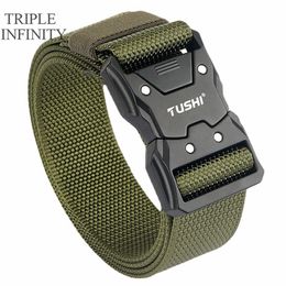 Belts Quick Release Pluggable Buckle Tactical Belt Tough Nylon Military Belt For Men Combat Durable Male Jeans Waistband Hunting 230506