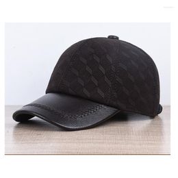 Ball Caps Autumn Man Genuine Leather Baseball Male Casual Sheepskin Belt Ear Warm 56-60 Adjustable Sprot Flight Hats