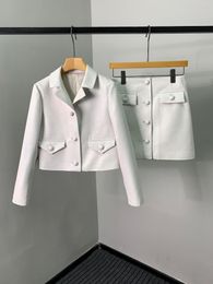 Work Dresses Sheep Skin Warm Oil White Vintage Small Coat Plus Open Button Half Skirt Suit Simple But Stylish Combination