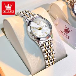 Womens Watches OLEVS Top Brand Elegant Rhombus Mirror Original Quartz Ladies Wristwatch Stainless Steel Waterproof Luminous 230506