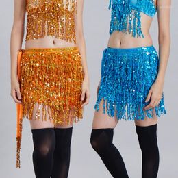 Stage Wear Belly Dance Hip Scarf Fringe Skirt Bohemia Dress For Women Sequins Belt Dancer Tassel Performance Accessries