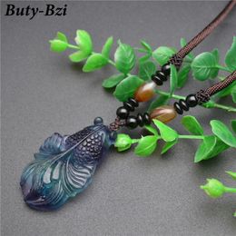 Pendant Necklaces Beautiful High Quality Natural Colorful Stone Goldfish Shape Necklace Fashion Jewlery Woman Man Party Gift