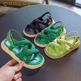 Sandals Girl Shoes Summer Kids Girls Lightweight Soft soled Fashion Roman Little Weave Children s 230505