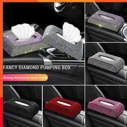 2022 Car Tissue Box Holder Crystal Cube Napkin Dispenser Car Decoration Diamond Car Bling Assessoires Interior for Woman