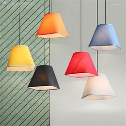 Pendant Lamps Nordic Modern Colorful Cloth Lamp Fabric Lamshade Lights For Living Room Bedroom Bar Cafe Home Lighting Fixtures Decor