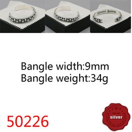 50226 bangle Hip Hop S925 Sterling Silver Bracelet Punk Style Vintage Skull Head Personalized Cross Flower Letter Jewelry Couple Popular Accessories