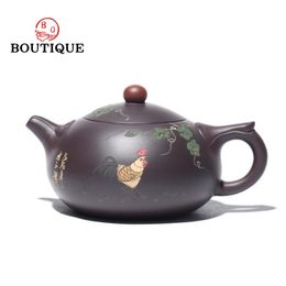 Teaware 260ml Yixing Handmade Purple Clay Teapot Famous Hand Painted Tea Pot Raw Ore Purple Mud Beauty Kettle Chinese Zisha Tea Set