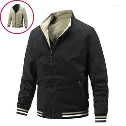 Men's Jackets Trendy Double Face Men Casual Stand Collar Streetwear Windbreaker Jacket Autumn Solid Colour Basic Mens
