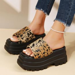 Slippers 2023 Women Round Toe Platform Shoes Thick Heels Plus Size 34-42 Slip On Casual Street Summer Woman Sandals Ladies