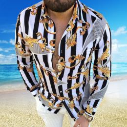 QNPQYX Men's Shirts Casual Vintage Chemisier Shirts Long Sleeve Fall Hawaiian Camicetta Shirt Loose Fit Print Blusa Pattern Man Clothes Big Sizes 3XL Blouse