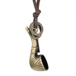 Pendant Necklaces NIUYITID Vintage Somke Pipe Necklace & Men Women Long Leather Chain Jewelry Adjustable Male Neckless Accessories