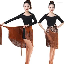 Stage Wear Fringed Wrap Skirt Women Sexy Latin Dance Adult Chacha Samba Tango Layers Tassels Dress Costume Practise Skirts