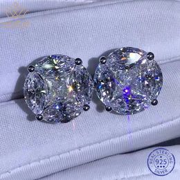 Stud WUIHA 925 Sterling Silver 3EX Crushed Ice 10CT VVS White Sapphire Synthetic Earrings for Women Gift Drop 230506