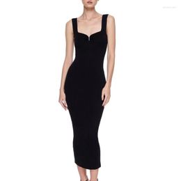 Casual Dresses Women Sleeveless Sexy Slim Knitted Dress 2023 High Elastic Tight Fitting Buttocks Lady Midi