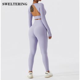 Yoga Outfits Ribbed Yoga Set Women Suit For Fitness Sportswear Seamless Sports Suit Workout Clothes Tracksuit Sports Outfit Gym Clothing Wear 230506