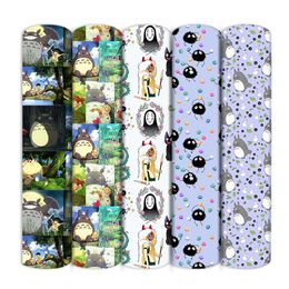 Fabric Japanese Polyester Cotton Fabric Pure Cotton Totoro Printing For Coloring Domestic Textile Child Dress Making Woven Soft Fabric 50x145cm Product P230506