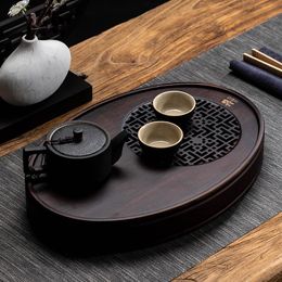 Teaware Bamboo tea tray household simple bamboo tray Kung Fu tea set draining long dry soaking tray small water storage tea table