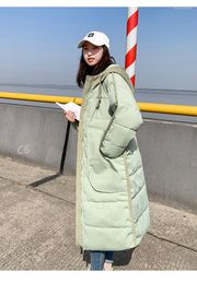 Women's Trench Coats Long Winter Jacket Women 2023 Zipper Loose Pockets Bread Jackets Hooded Cotton Coat Korean Fashion Y433