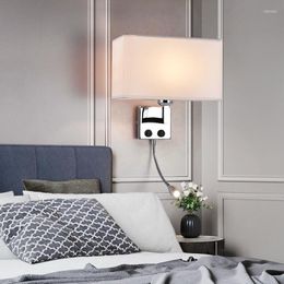 Wall Lamp Creative Rectangle Fabric Lamps Modern El Home Bedroom Bedside Sconce Led Soft Tube Reading Light With Switch