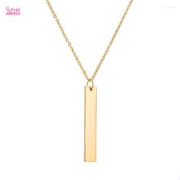 Pendant Necklaces DIY Engrave Stainless Steel Long Bar Necklace For Women Fashion Jewelry