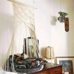 Mats Handwoven Tapestry Wall Hanging Macrame Pet Cat Hammock Bed Swing Cage Cat Dog Bed HouseTassel Hanging Sleep Chair Seat Bed