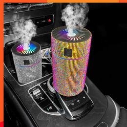 Luxurious Car Diffuser Humidifier with Led Light Crystal Diamond Auto Air Purifier Aromatherapy Diffuser Air Freshener Car Accessories