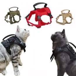 Clothing Tactical Cat Harness Vest With Handle Military Small Dog Harness NoPull Service Cat Vest Adjustable For Cat Puppy Walking