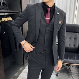 Men's Suits Blazers Plus Size S-7XL Men Wedding Suit Blazers Slim Fit Suits for Male 3 Pieces Costume Business Formal Party Classic Black/Gray Suit 230506