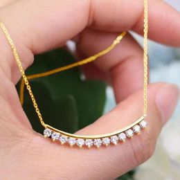 Chains Solid 18K Gold Moissanite Necklace Certificate For Women With Chain AU 750 High Quality Engagement Jewellery Trend