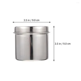 Storage Bottles 2Pcs Cotton Ball Container Stainless Jar With Lid Metal Lidded Holder