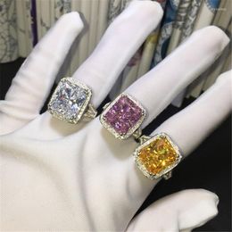 Cluster Rings Dexule 8ct Lab Topaz Diamond Ring 14K White Gold Jewellery Moissanite Engagement Wedding Band For Women Men Party Accessory