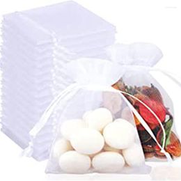 Gift Wrap 100pcs/lot 7x9cm Drawstring Organza Bags Jewellery Packaging Candy Wedding Birthday Gifts Pouches Sweets