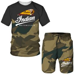 Men's Tracksuits Tactical Camo Men's Suit Summer Indian Outfit Casual T-shirt Shorts 2 Piece Set Fashion Sportswear Printed Set Man 230506