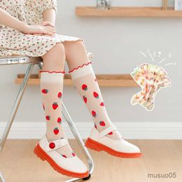 3pcs Summer Children Girl's Cute Transparent Strawberry Kid's Toddler Princess Knee High Socks Style Women Sock