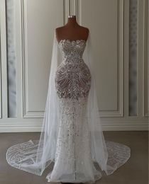 Exquisite Mermaid Wedding Dresses Sleeveless Bateau Appliques Sequins 3D Lace Diamonds Hollow Beaded Shiny Floor Length Bridal Gowns Custom Made abiti da sposa