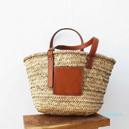 2023-Totes Straw woven bag water grass woven handbag beach holiday photo bag vegetable basket children's bag