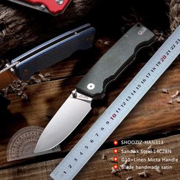 Camping Hunting Knives SHOOZIZ NEW 14C28N Folding Knife HAN313 Outdoor Multi-functional Hunting Survival Camping Tactical Self-defence EDC Tool Knives P230506