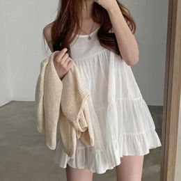 Casual Dresses Loose Spaghetti Strap White Doll Dress Women Casual Beach Sexy Vestidos Mujer Short Mini Dresses Summer Z0506