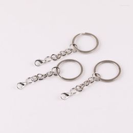 Keychains 10pcs Diy Jewellery Accessories Key Ring With Chain Plus Lobster Buckle Manual Flat Double Hang