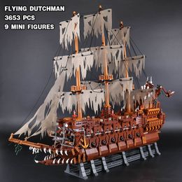 Blocks Flying Dutchman Boat Netherlands Ship 16016 Creative Caribbean Set Building Bricks Model Birthday Toy Gift 230506