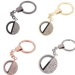 Keychains 10pcs/lot Round Alloy Glass Memory Living Po Locket Penant Key Ring For Men Floating Relicario Jewelry Making Bulk