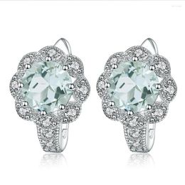 Stud Earrings GEM'S BALLET 2.52Ct Natural Green Amethyst Flower Gemstone 925 Sterling Silver Elegant For Women Jewellery