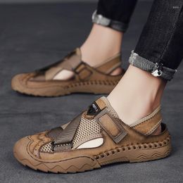 Sandals High Quality Summer Leather Men's Comfotable Handmade For Men Rubber Beach Shoes Sandalias
