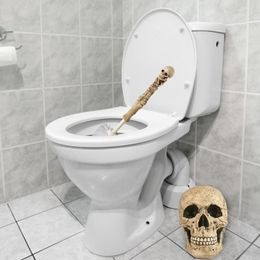Brushes Toilet Brush Bathroom Accessories Sets Scary Skeleton Gothic Bathroom Decor Toilet Bowl Brush Set For Halloween Decor 15 Inch