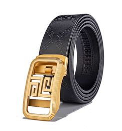 Suspenders Men's stainless steel Italian first layer pure cow leather automatic buckle belt